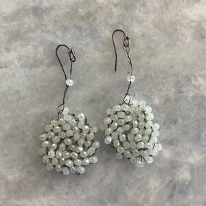 Elegant White Beaded Earrings